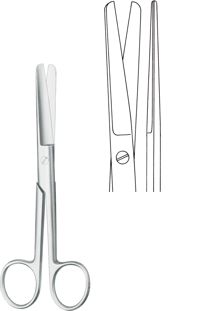 Operating scissors, blunt/blunt, straight