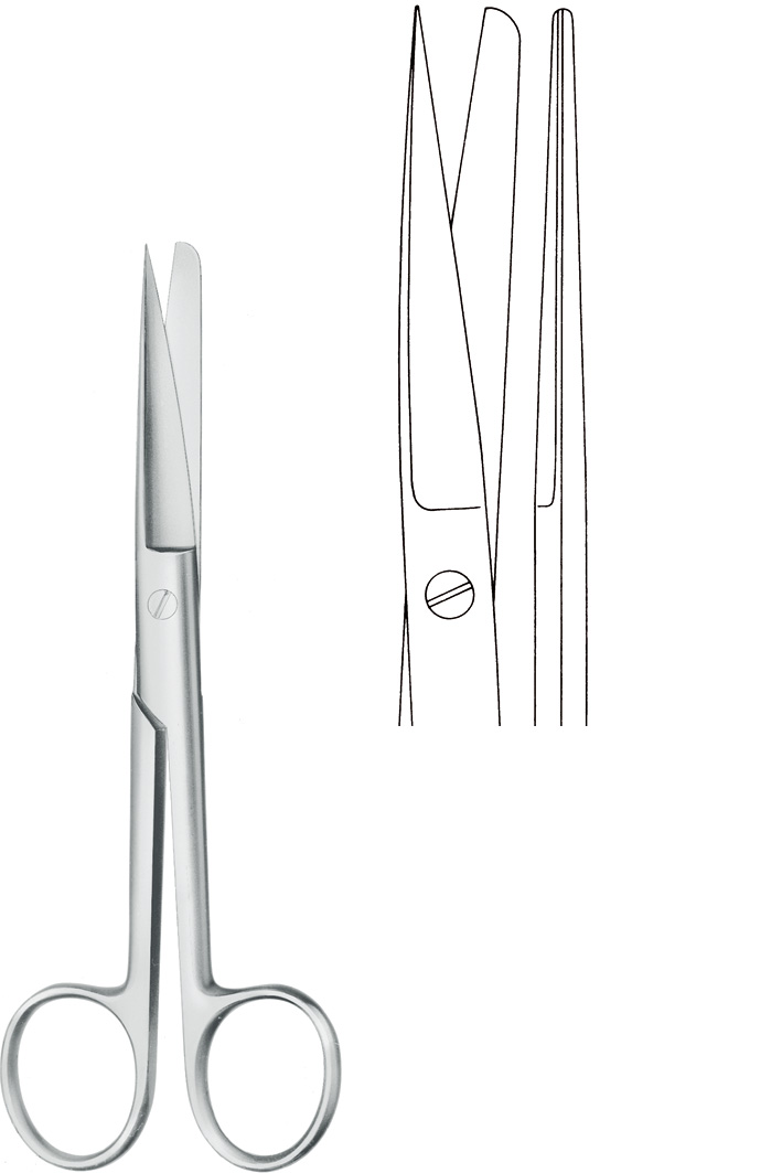 Operating scissors, pointed/blunt, straight