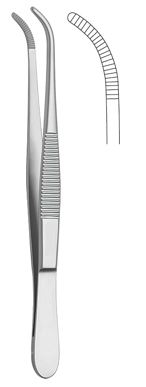 Dressing forceps, medium wide, curved