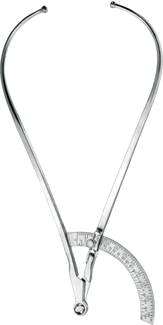 Pelvimeter, acc. to Martin, inches and cm