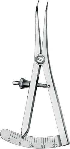 Caliper, Castrovieojo-Schachar, curved, 0-20 mm