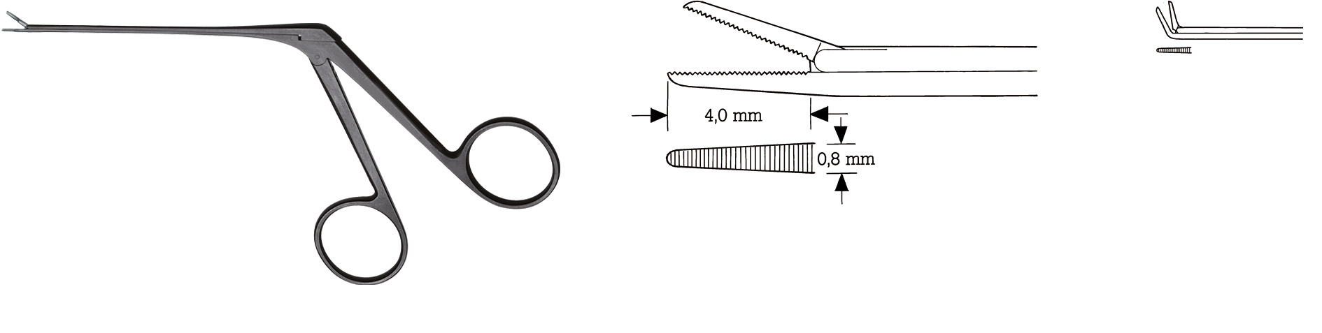 Micro ear forceps, curved upwards