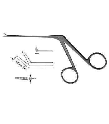 Micro ear forceps, curved upwards