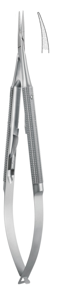 Micro needleholder, curved, with lock