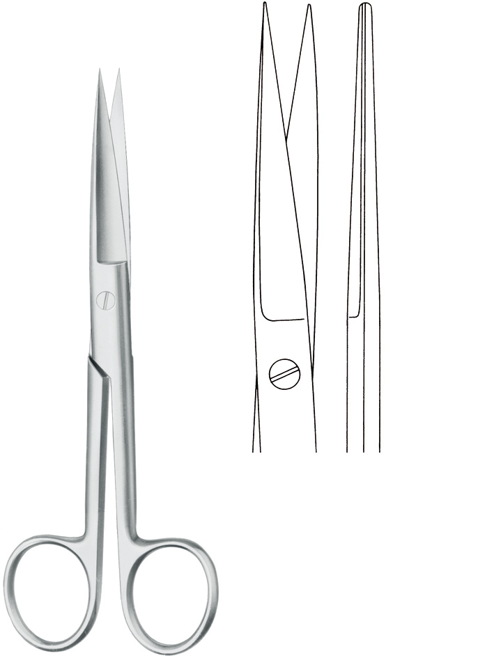 Operating scissors, pointed/pointed, straight