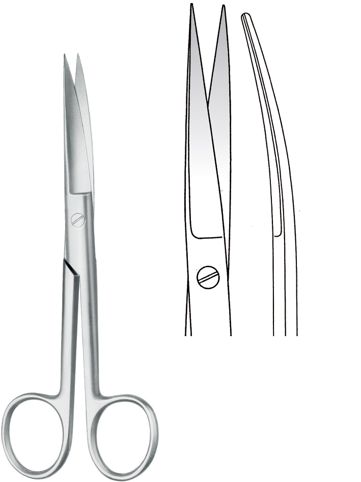Operating scissors, pointed/pointed, curved